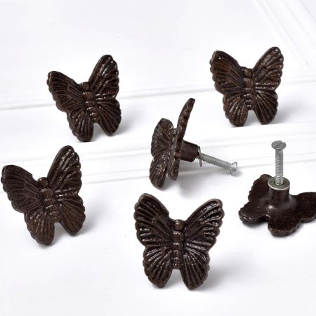 6 Pieces Butterfly Metal Drawer Knobs